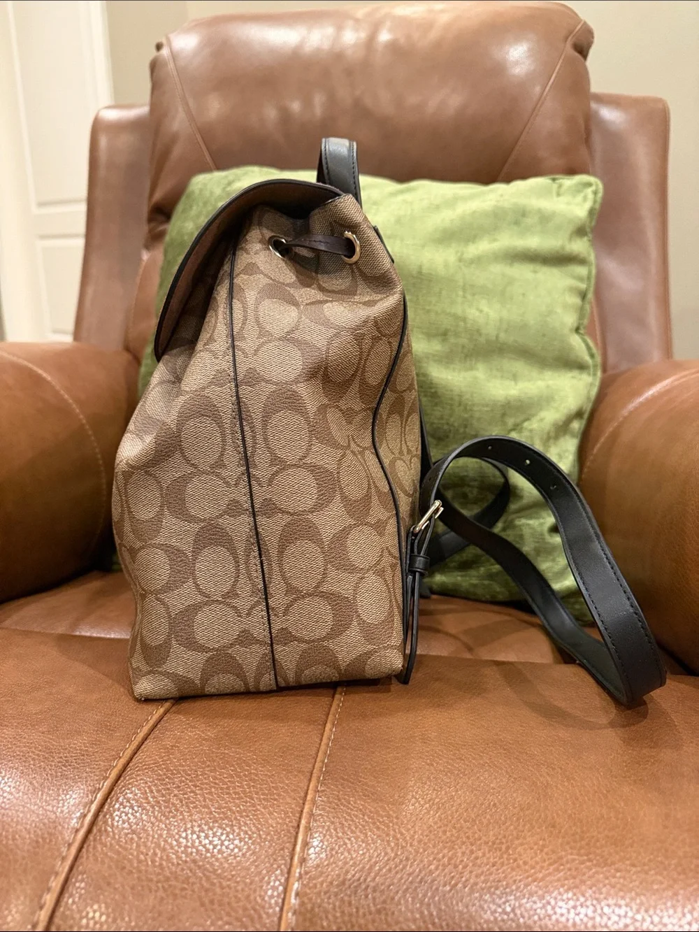 Coach Kleo Signature Canvas Backpack with Rust Suede Flap (2022)